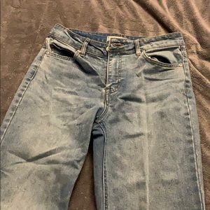 high rise straight light wash jeans